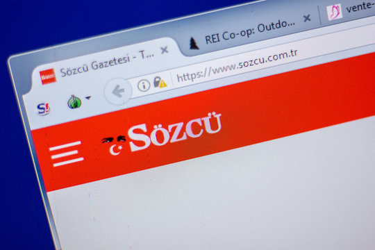 Ryazan, Russia - June 05, 2018: Homepage of Sozcu website on the display of PC, url - Sozcu.com.tr.