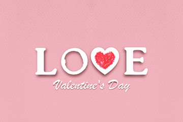 Letters of love on paper pink background. Valentines day concept.