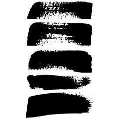Set of vector brush strokes. Dirty ink texture splatters. Grunge rectangle text boxes.	