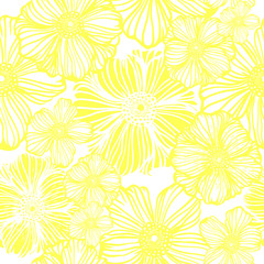 Fototapeta na wymiar Seamless pattern of yellow flowers. Vector illustration