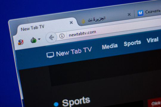 Ryazan, Russia - June 05, 2018: Homepage of NewTabtv website on the display of PC, url - NewTabtv.com.
