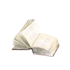 old book handpainted watercolor isolated on white background