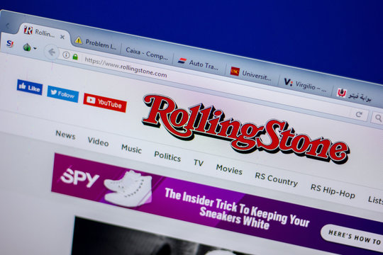 Ryazan, Russia - June 05, 2018: Homepage of RollingStone website on the display of PC, url - RollingStone.com.