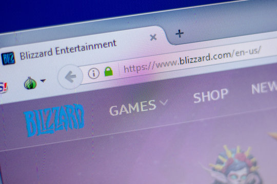Ryazan, Russia - June 05, 2018: Homepage of Blizzard website on the display of PC, url - Blizzard.com.