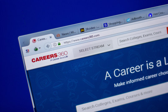 Ryazan, Russia - June 05, 2018: Homepage of Carrers360 website on the display of PC, url - Carrers360.com.