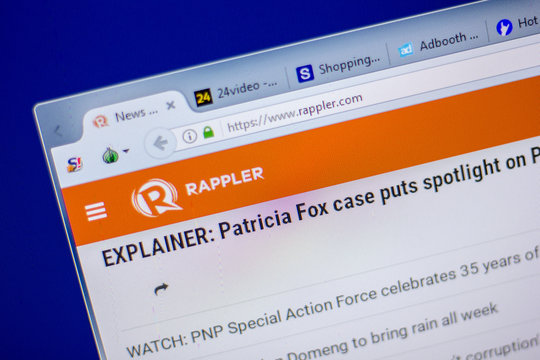 Ryazan, Russia - June 05, 2018: Homepage of Rappler website on the display of PC, url - Rappler.com.