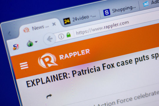 Ryazan, Russia - June 05, 2018: Homepage of Rappler website on the display of PC, url - Rappler.com.