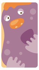 Monster, illustration for post card, social media, poster, banner, textil, internet. Background for text, funny cartoon face.	