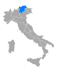 Fototapeta na wymiar Karte von Trentino-Südtirol in Italien