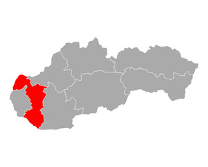 Karte von Trnavsky kraj in Slowakei