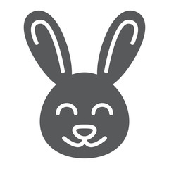 Cute Bunny glyph icon, easter and holiday, rabbit sign, vector graphics, a solid pattern on a white background, eps 10.