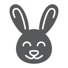 Cute Bunny glyph icon, easter and holiday, rabbit sign, vector graphics, a solid pattern on a white background, eps 10.