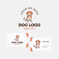 Dog logo design template premium vector with business card