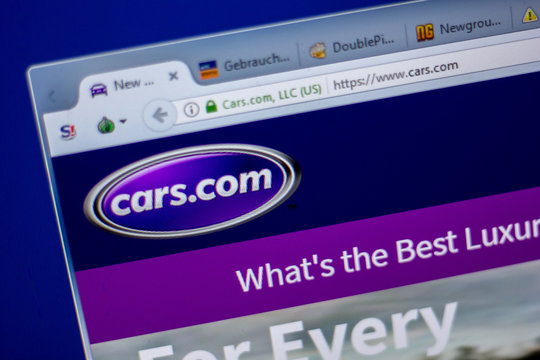 Ryazan, Russia - June 05, 2018: Homepage of Cars website on the display of PC, url - Cars.com.