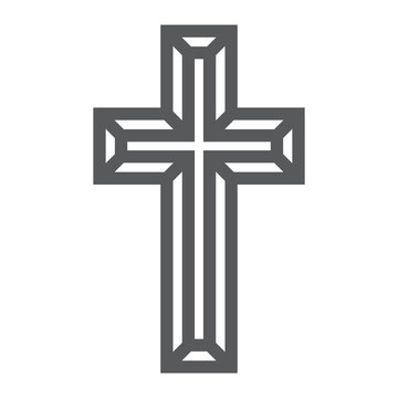 Religious cross line icon, religion and prayer, christ sign, vector graphics, a linear pattern on a white background, eps 10.