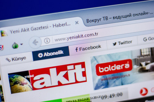 Ryazan, Russia - June 05, 2018: Homepage of YeniAkit website on the display of PC, url - YeniAkit.com.tr.