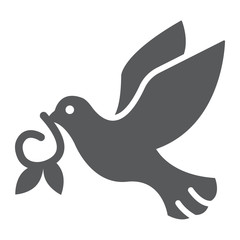 Dove Sun glyph icon, easter and bird, dove of peace sign, vector graphics, a solid pattern on a white background, eps 10.