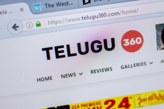 Ryazan, Russia - June 05, 2018: Homepage of Telugu360 website on the display of PC, url - Telugu360.com.