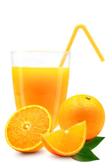 Stack of fresh orange fruit isolated on white background