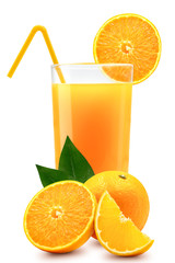 Stack of fresh orange fruit isolated on white background