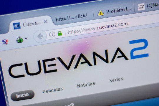 Ryazan, Russia - June 05, 2018: Homepage of Cuevana2 website on the display of PC, url - Cuevana2.com.