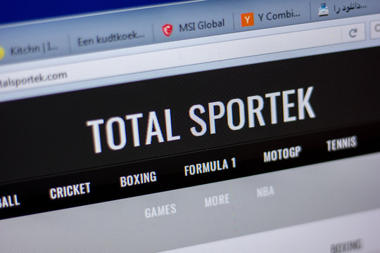 Ryazan, Russia - June 05, 2018: Homepage of TotalSportek website on the display of PC, url - TotalSportek.com.
