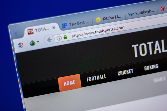 Ryazan, Russia - June 05, 2018: Homepage of TotalSportek website on the display of PC, url - TotalSportek.com.