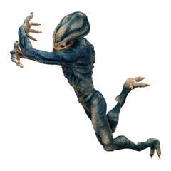 3D Rendering Fantasy Alien on White