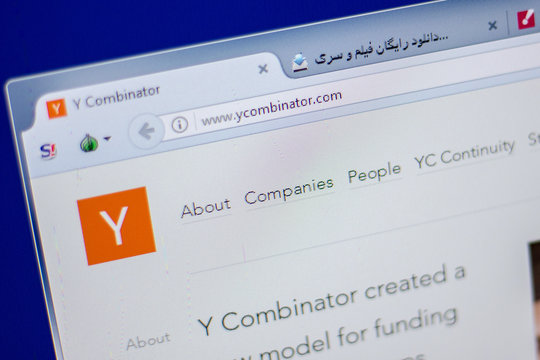 Ryazan, Russia - June 05, 2018: Homepage of YCombinator website on the display of PC, url - YCombinator.com.