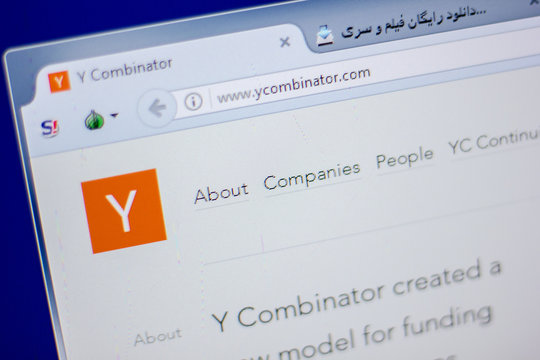 Ryazan, Russia - June 05, 2018: Homepage of YCombinator website on the display of PC, url - YCombinator.com.