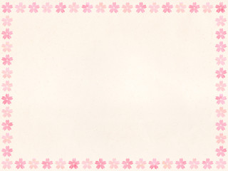 桃桜のフレーム-ベージュ背景