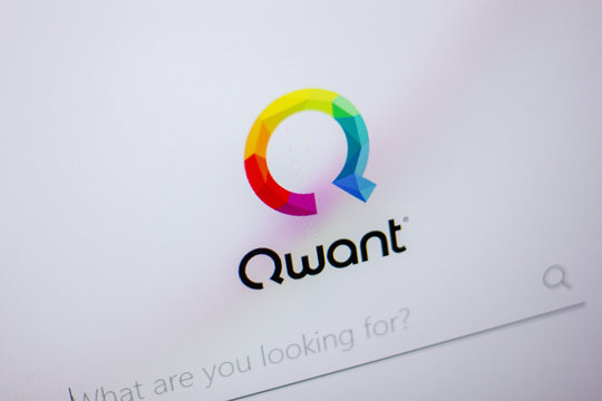 Ryazan, Russia - June 05, 2018: Homepage of Qwant website on the display of PC, url - Qwant.com.