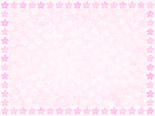 桃桜のフレーム-桜背景