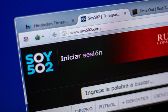 Ryazan, Russia - June 05, 2018: Homepage of Soy502 website on the display of PC, url - Soy502.com.