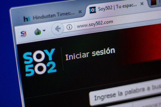 Ryazan, Russia - June 05, 2018: Homepage of Soy502 website on the display of PC, url - Soy502.com.