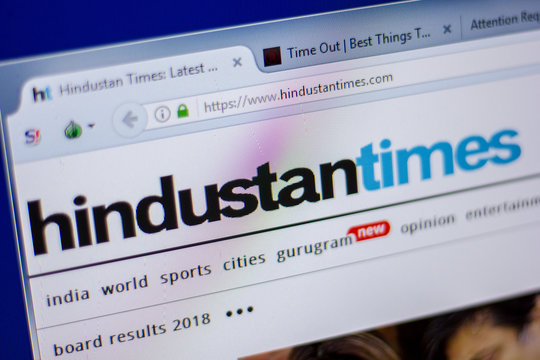 Ryazan, Russia - June 05, 2018: Homepage of HindustanTimes website on the display of PC, url - HindustanTimes.com.
