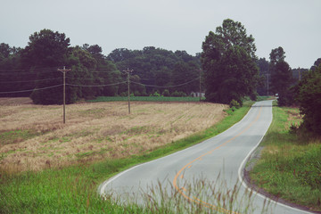 Beautiful country road in rural North Carolina