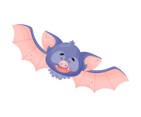 Cartoon Bat Character in Flying Pose Vector Illustration