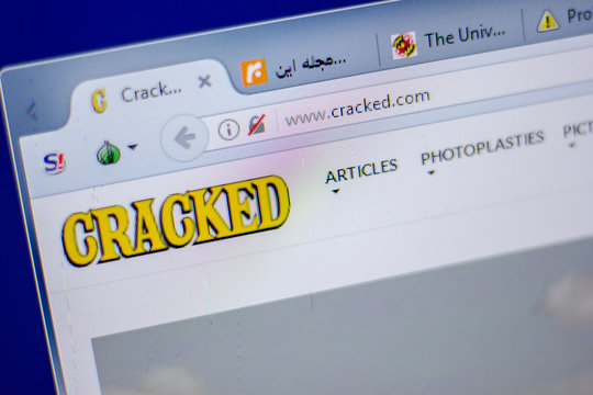 Ryazan, Russia - June 05, 2018: Homepage of Cracked website on the display of PC, url - Cracked.com.