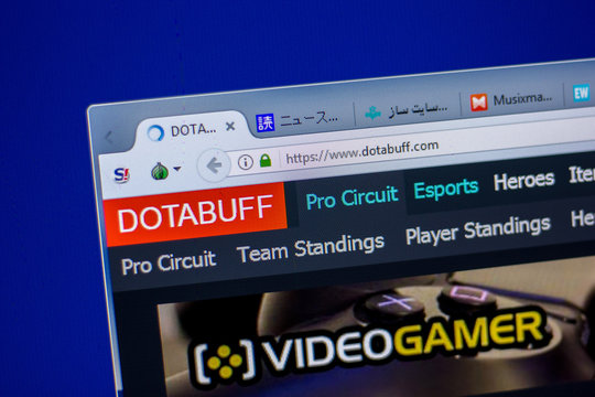 Ryazan, Russia - June 05, 2018: Homepage of Dotabuff website on the display of PC, url - Dotabuff.com.