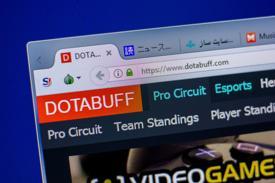 Ryazan, Russia - June 05, 2018: Homepage of Dotabuff website on the display of PC, url - Dotabuff.com.