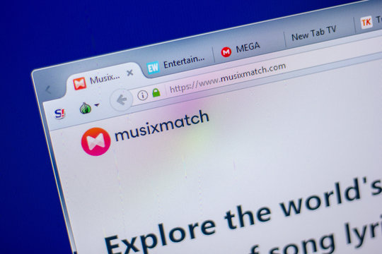 Ryazan, Russia - June 05, 2018: Homepage of MusixMatch website on the display of PC, url - MusixMatch.com.