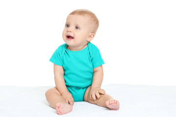 Fototapeta premium Cute little baby isolated on white