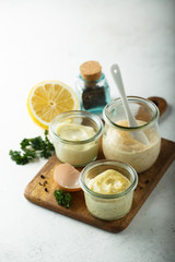 Obraz na płótnie Canvas Assorted homemade mayonnaise