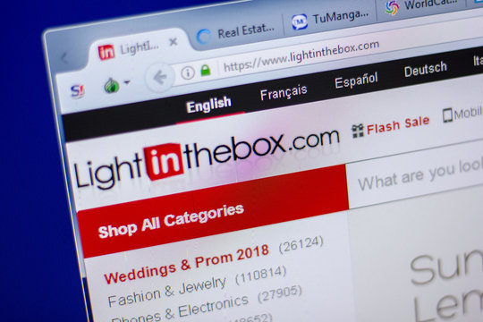 Ryazan, Russia - June 05, 2018: Homepage of LightInThebox website on the display of PC, url - LightInThebox.com.