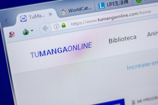 Ryazan, Russia - June 05, 2018: Homepage of TuMangaOnline website on the display of PC, url - TuMangaOnline.com.