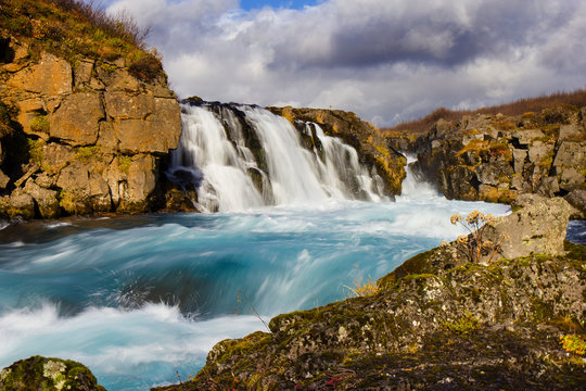 Beautful waterfall in autumn in Iceland Hlauptungufoss © Anna