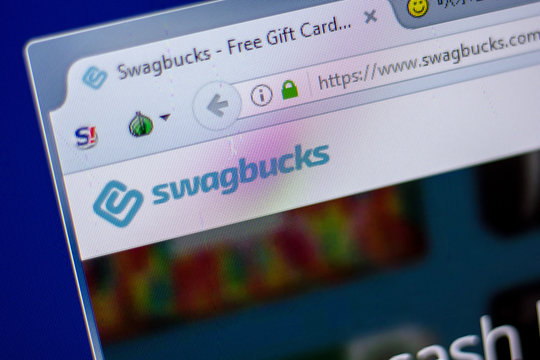 Ryazan, Russia - June 05, 2018: Homepage of Swagbucks website on the display of PC, url - Swagbucks.com.