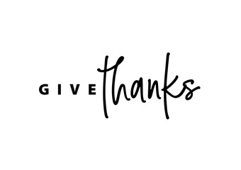 Thanksgiving typography. Give thanks hand painted lettering for Thanksgiving Day.