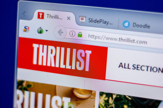 Ryazan, Russia - June 05, 2018: Homepage of Thrillist website on the display of PC, url - Thrillist.com.